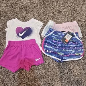 Nike, Addidas, Under Armor Toddler Shorts + One Matching Shirt.
